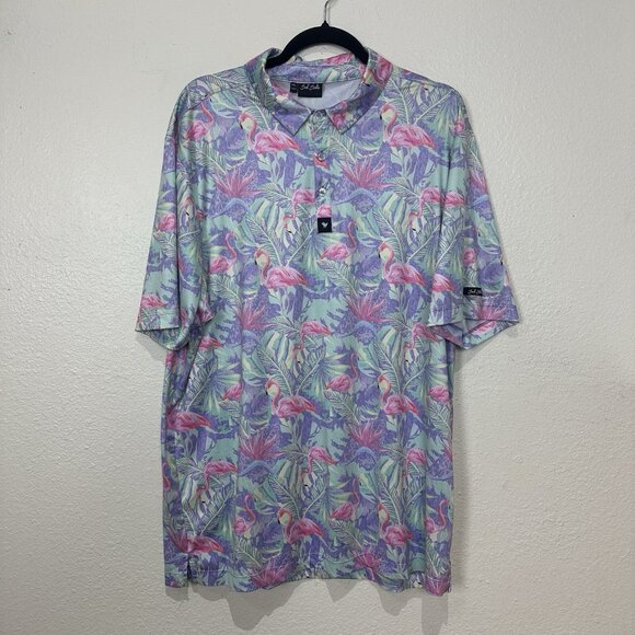 Bad Birdie Other - Bad Birdie Mingos Polo Shirt XXL Golf Short Sleeve Flamingos Purple Pink